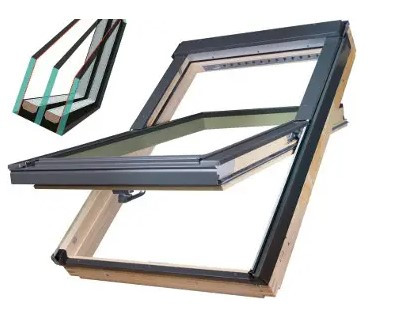 Мансардне супер енергозберігаюче поворотне вікно FAKRO FTS-V U4