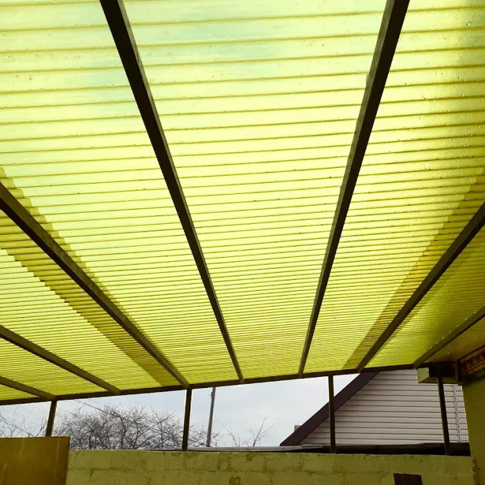 Рулонний армований шифер гофрований жовтий, 800г/м2