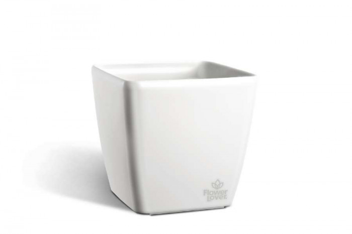 Цветник Plastkon Quadrato 25x25x24 Flower Lover белый