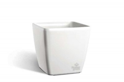 Квітник Plastkon Quadrato 34x34x32 Flower Lover білий