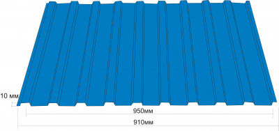 Профнастил С-10 з полімерним покриттям Китай 0,35мм (1220/1170мм)