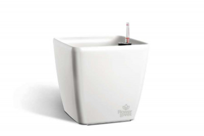 Квітник із системою автополиву Quadrato 22x22x21 Flower Lover білий, глянсовий