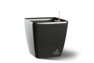 Квітник із системою автополиву Quadrato 34x34x32 Flower Lover антрацит, глянсовий