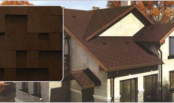 Бітумна черепиця АКВАІЗОЛ  серія Акцент колекція Еталон - гарантія 35 років