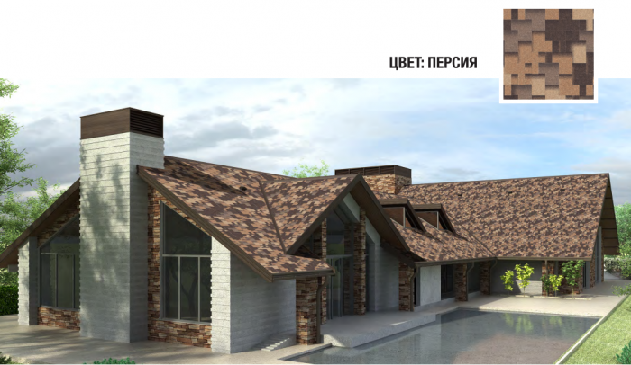 Бітумна черепиця АКВАІЗОЛ  серія Акцент колекція Еталон - гарантія 35 років