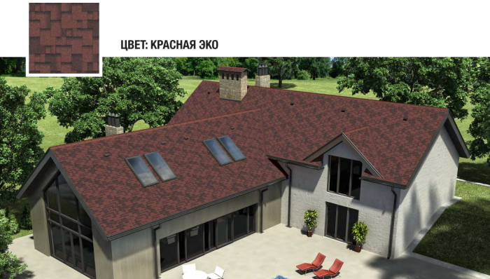 Бітумна черепиця АКВАІЗОЛ  Акцент  КОРИЧНЕВА ЕКО - гарантія 25 років 