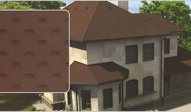 Bituminous shingles AQUAIZOL  Mosaic  BROWN MIX - 25 years warranty