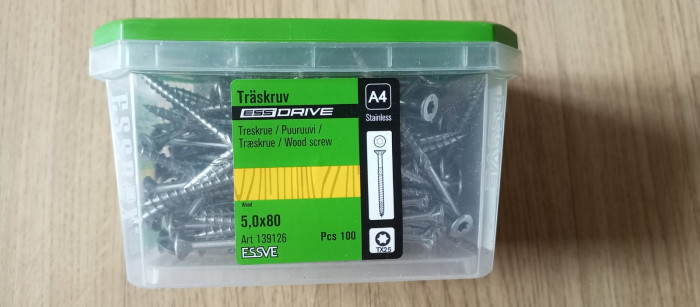 Шурупи  ESSVE WOOD SCREW ESS CS 5,0х80 А4