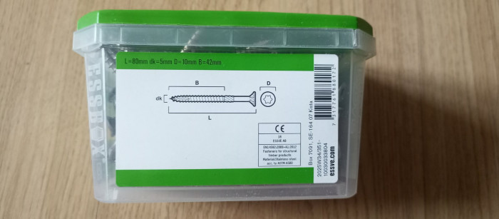 Шурупи  ESSVE WOOD SCREW ESS CS 5,0х80 А4