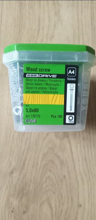 Шурупи  ESSVE WOOD SCREW ESS CS 5,0х80 А4