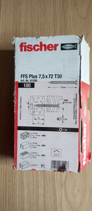 Кріплення  Fischer FFS Plus 7,5х72 Т30
