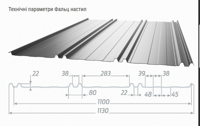 Фальц настил 1/3 трапеція
