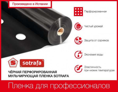 Пленка мульчирующая SOTRAFA чёрная (30мкм) перфорированная 30*25см, 1,2*1000м