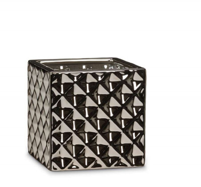 Кашпо для квітів Scheurich &quot;Crystal&quot; 11&quot;, куб, сріблясто-чорний