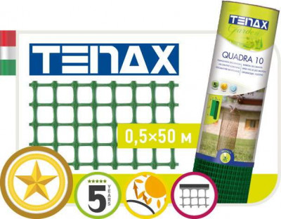 Сетка полимерная Tenax &quot;Квадра 10&quot; зелёная (0.5х50м)
