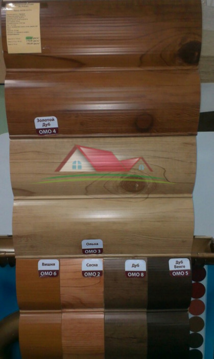 Металевий сайдинг Блок-Хаус, ЄвроБрус (дуб венге, вишня, дуб, золотий дуб, сосна, вільха)