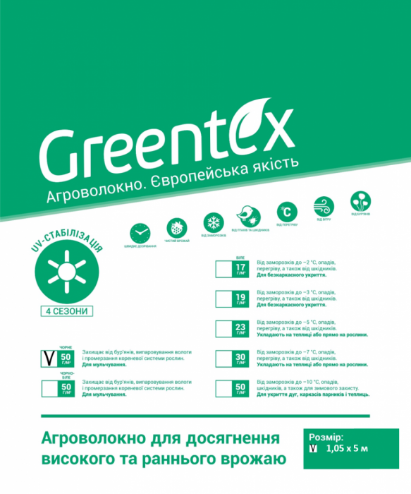 Агроволокно Greentex p-50 (1.05x5м) чёрное