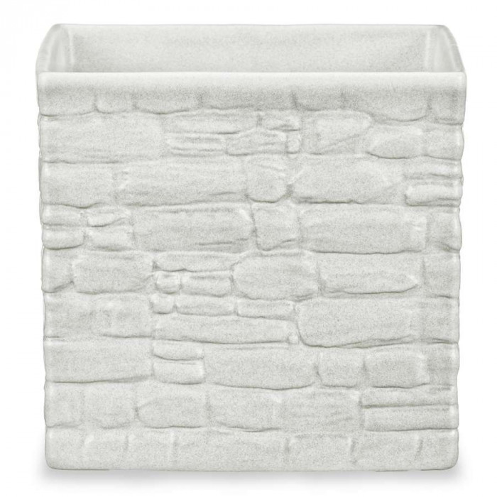 Кашпо для цветов STONE LOOK, керамика, 18", белый куб
